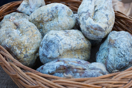 Cheese with a mold close-up.の写真素材