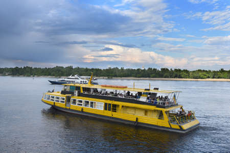 Ukraine, Kiev, - May 19, 2018: Tourist steamship, Excursion on a steamship.のeditorial素材