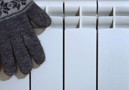 White group of the Radiator. Winter mitten, gloveの写真素材