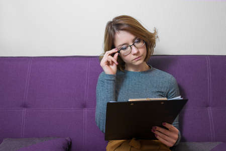 Portrait of a woman psychologist working in the office. The concept of healthcare.の写真素材