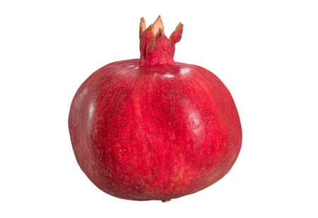 One fresh red pomegranate isolated on a white backgroundの写真素材