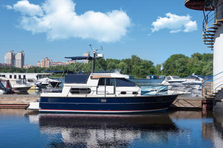 Kiev, Ukraine - June 01, 2018 : yacht in portのeditorial素材