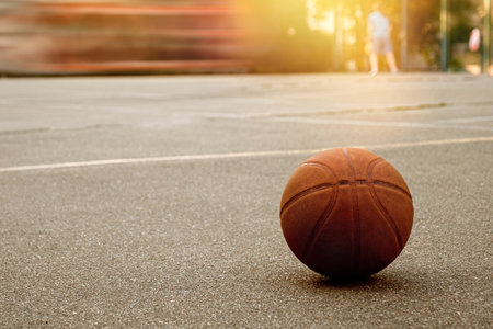 Basketball ball on the outdoor sports ground. active lifestyle.の写真素材
