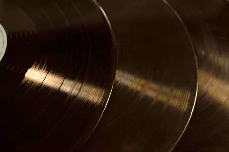 Vinyl records close-up on a dark backgroundの写真素材
