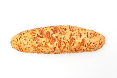 White bread with cheese isolated on white background, top viewの写真素材