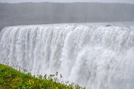 View of Dettifoss waterfall in Northern Icelandの写真素材