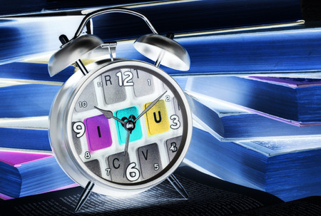 Alarm clock with books neon