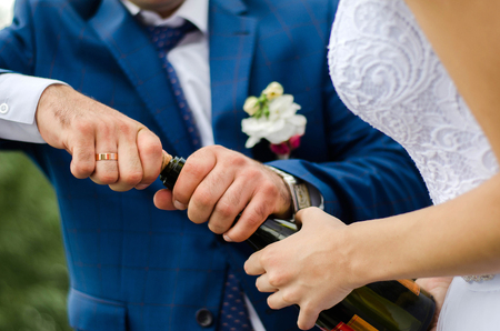 Wedding toast, bride and groomの写真素材
