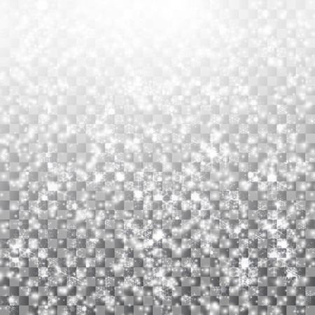 Vector falling snow effect isolated on transparent background with blurred bokehのイラスト素材