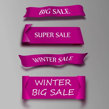 eps 10. Sale banner design. Set of beautiful red discount and promotion banners. Advertising elementのイラスト素材