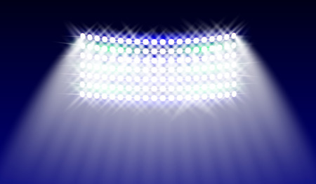 EPS10. Searchlights in the stadium field. Illuminations. Vector illustrationのイラスト素材