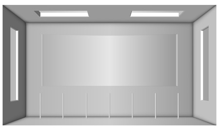 White room with two windows and an arch in the center.のイラスト素材