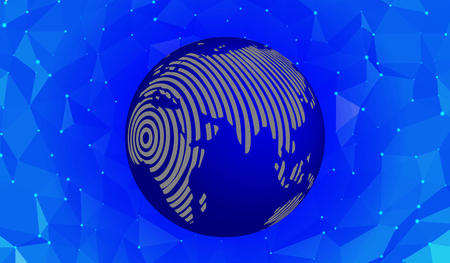 eps10. Abstract map of the planet Earth on a background of a grid of triangles. Vector illustrationのイラスト素材