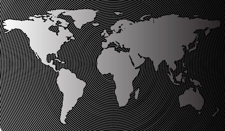 eps10. Abstract world map on a background of cylindrical circles. Vector illustration in halftone.のイラスト素材