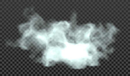 Fog or smoke isolated transparent special effect. White vector cloudiness, mist or smog background. Vector illustrationのイラスト素材