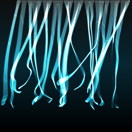 EPS10 format. Array with Dynamic Emitted Particles. 3D Technology Style. A Glowing Grid. Abstract Background. Vector Illustration.のイラスト素材