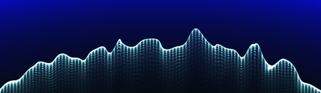 EPS10 format. Array with Dynamic Emitted Particles. 3D Technology Style. A Glowing Grid. Abstract Background. Vector Illustration.のイラスト素材