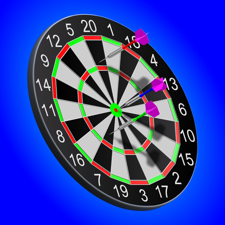 eps10. Darts stuck in the board on a blue backgroundのイラスト素材