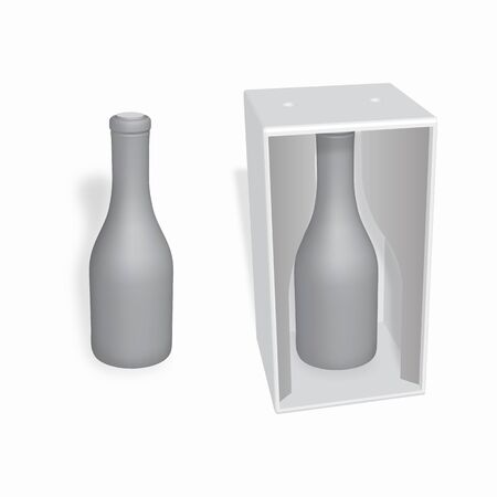 eps10. Wooden gift wrapping for Wine. Isolated on white backgroundのイラスト素材