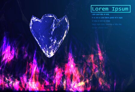 EPS10. The shield protects against damage to fire consisting of polygons. The concept of data protection. Low poly vector illustration of a starry sky or space. consists of lines, dots and shapes.のイラスト素材