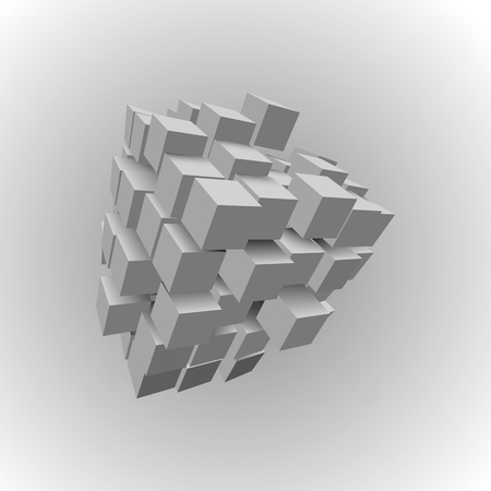 eps10. 3d illustration of basic geometric shapes. An array of cubes on a light background.のイラスト素材