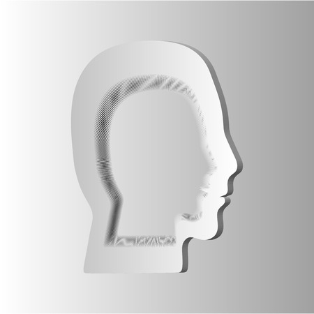 eps10. human head profile vector icon - paper illustrationのイラスト素材