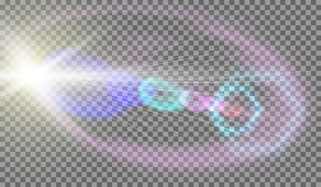 Vector transparent sunlight special lens flare light effect.のイラスト素材
