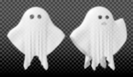 eps10. Ghost of Halloween party in white sheet on transparent background. Vector illustrationのイラスト素材