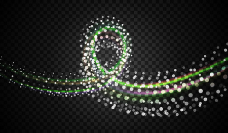 Eps10. glittering spiral star dust trail sparkling particles on transparent background. Space comet tail. Vector glamour fashion illustration set.のイラスト素材