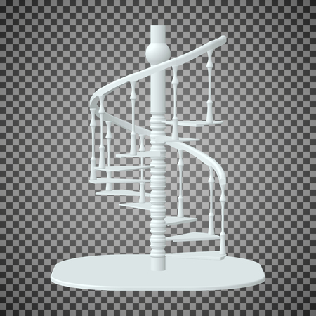 White spiral staircase, 3d stairs isolated on a transparent background.のイラスト素材