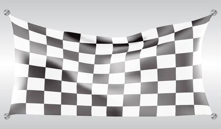 Checkered flag flying wave white design race background vector illustration.のイラスト素材
