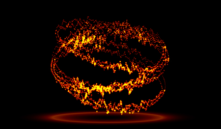 Luminous swirling fire on black background.のイラスト素材
