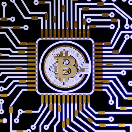 3D rendering. Golden bitcoin digital currency, futuristic digital money, technology worldwide network concept.の写真素材