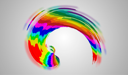 3d rendering. Watercolor paint in the form of brush strokes. Multicolored oil blot on a light background.のイラスト素材