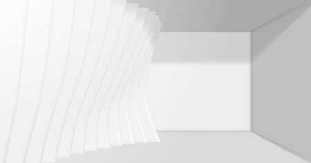 Abstract architecture background. 3d illustration of a white building. Modern geometric wallpaper. Futuristic technology designのイラスト素材