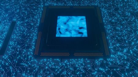 3D rendering. AI. Circuit board. Technology background. Central Computer Processors CPU concept....