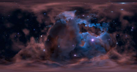 3d rendering. Space background with nebula and stars. Environment 360 HDRI map. Equirectangular...