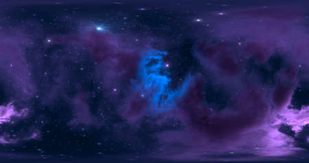 3d rendering. Space background with nebula and stars. Environment 360 HDRI map. Equirectangular projection, spherical panorama. Graphic illustration.の写真素材