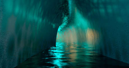 3d rendering. Ice cave entrance. frozen tunnel with icy walls of blue ice.の写真素材