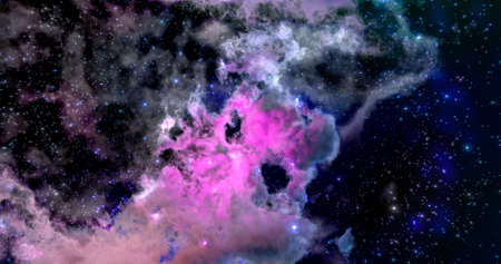 3d rendering. Space wallpaper and background. Universe with stars, constellations, galaxies, nebulae and gas and dust cloudsの写真素材