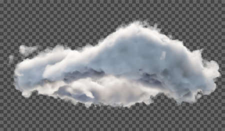 Vector illustration. Fluffy cloud or haze on a transparent background. Weather phenomenon.のイラスト素材