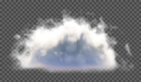 Vector illustration. Fluffy cloud or haze on a transparent background. Weather phenomenon.のイラスト素材
