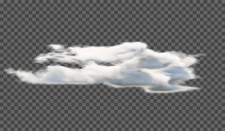 Vector illustration. Fluffy cloud or haze on a transparent background. Weather phenomenon.のイラスト素材