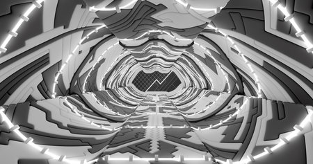 3d rendering. Spaceship or laboratory corridor in bright light. High tech. Futuristic design.の写真素材