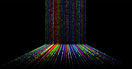 Wave pattern vector. 3D glowing abstract digital particles background. Technology concept. Abstract background. Future vector illustration.のイラスト素材