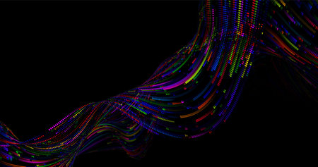 Abstract background of stripes consisting of circles of different colors and gradients. Particles in motion. technologies. Vector illustrationのイラスト素材