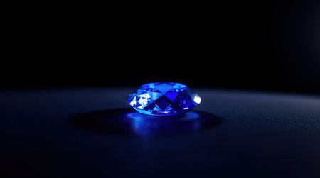 Blue sapphire on a black background close-up macro photographyの写真素材