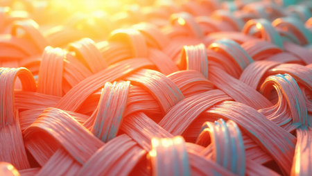 Closeup of a colorful, twisted material. 3d rendering.
