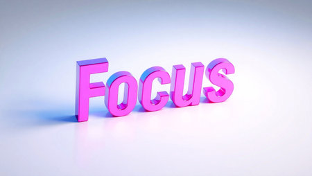 3D Word Focus on white background, 3d render illustration.