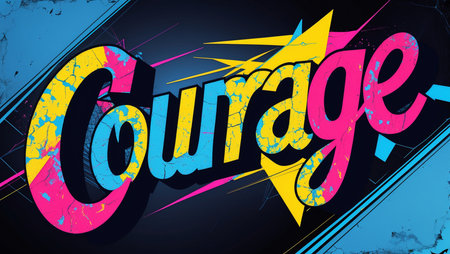 Courage - Vector illustrated comic book style phrase on abstract background.の写真素材